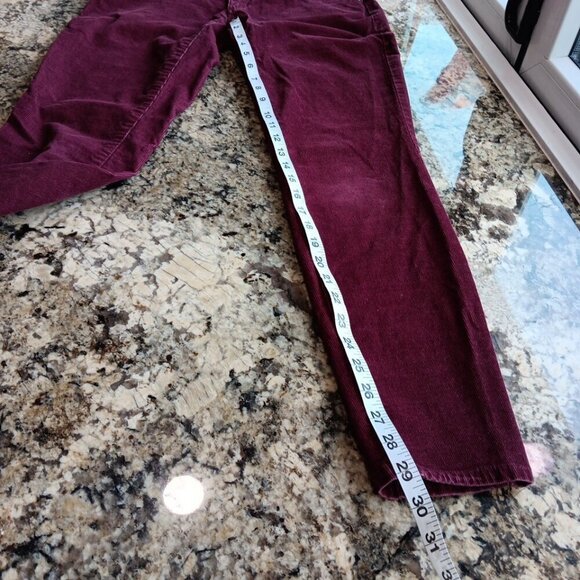 Size 4 Eddie Bauer Slightly Curvy Skinny Corduroy Pants Womens Burgundy Red - Picture 9 of 13